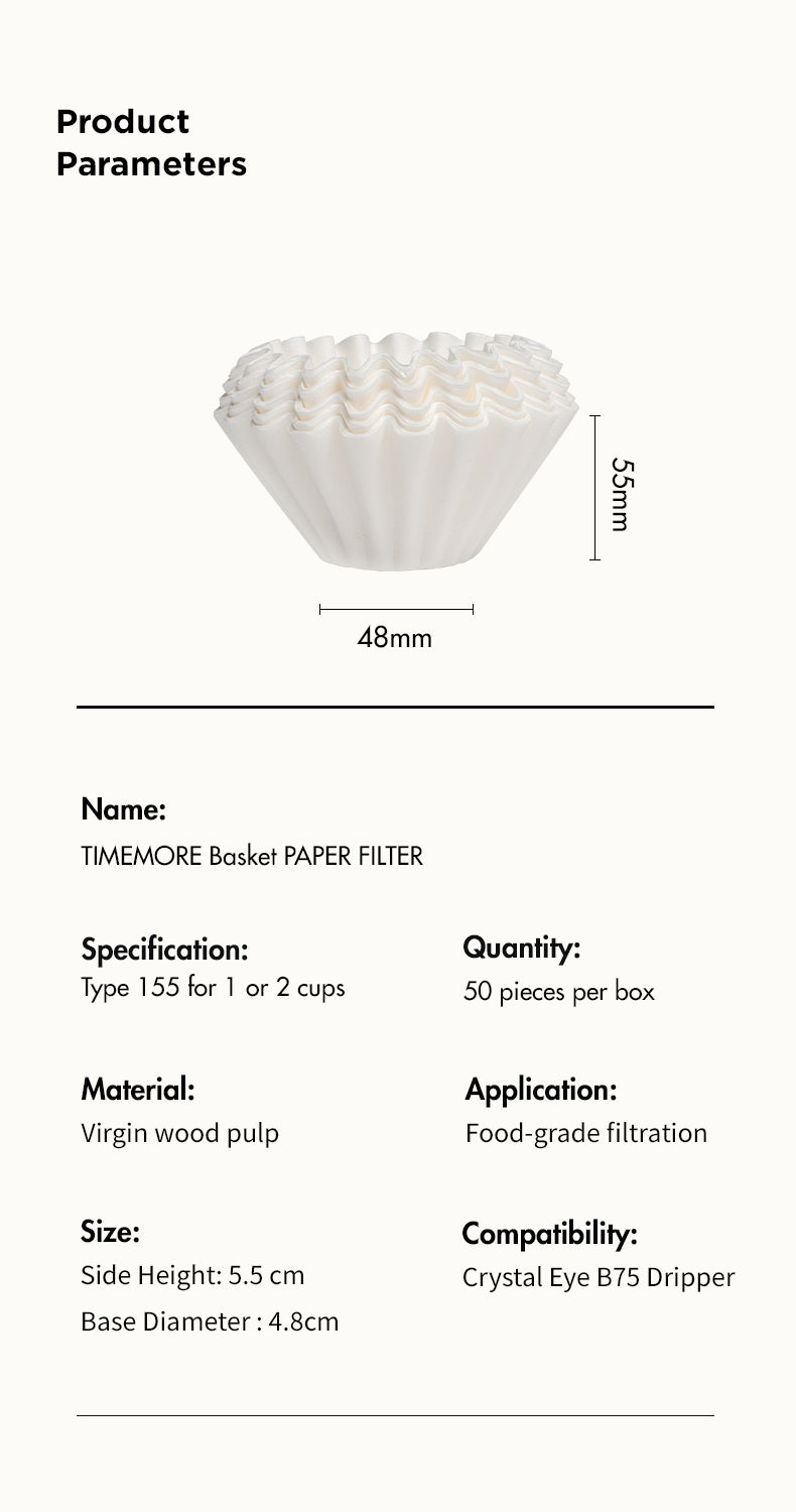 Timemore Flat Bottom Paper Filter - 100 Pcs