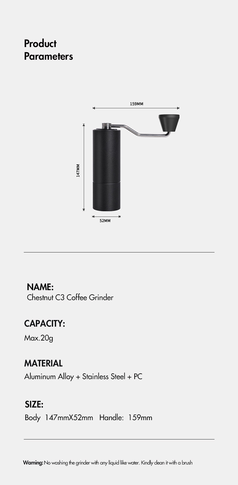 Timemore C3 Black - Hand Coffee Grinder